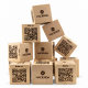 Ξύλινος Κύβος με Λογότυπο & QR Code | Μασίφ Πεύκο | 6cm